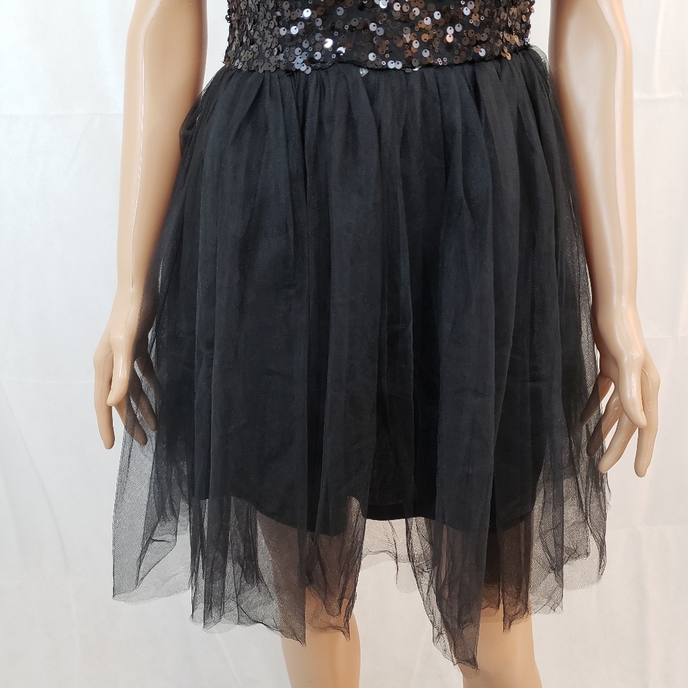 🆕️ RED CLOVER | Black Tulle Sequined Mini Dress - Picture 6 of 8